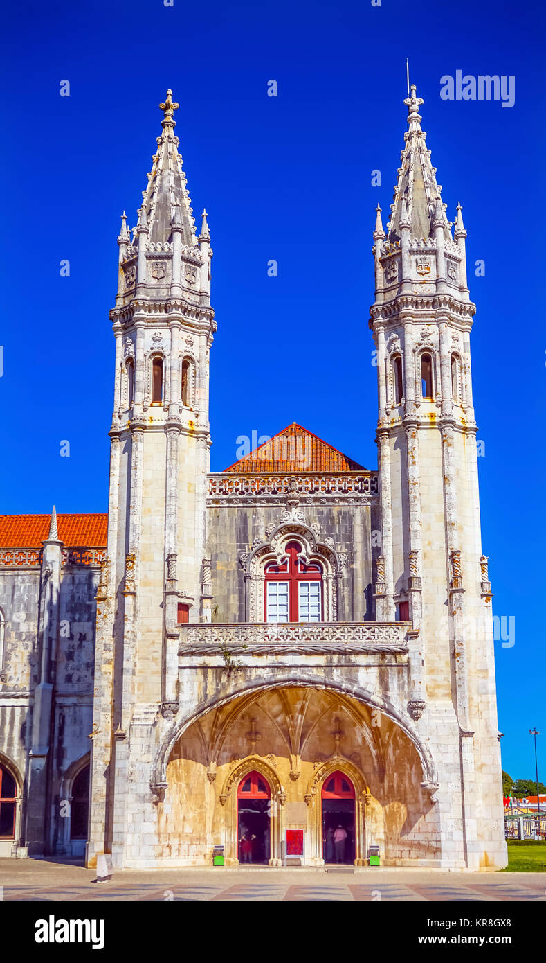 Museo Marittimo monastero San Girolamo Mosteiro dos Jeronnimos Belem Lisbona Portogallo. Il monastero cattolico di San Girolamo nel 1501. Vento di Ponente del Monaste Foto Stock