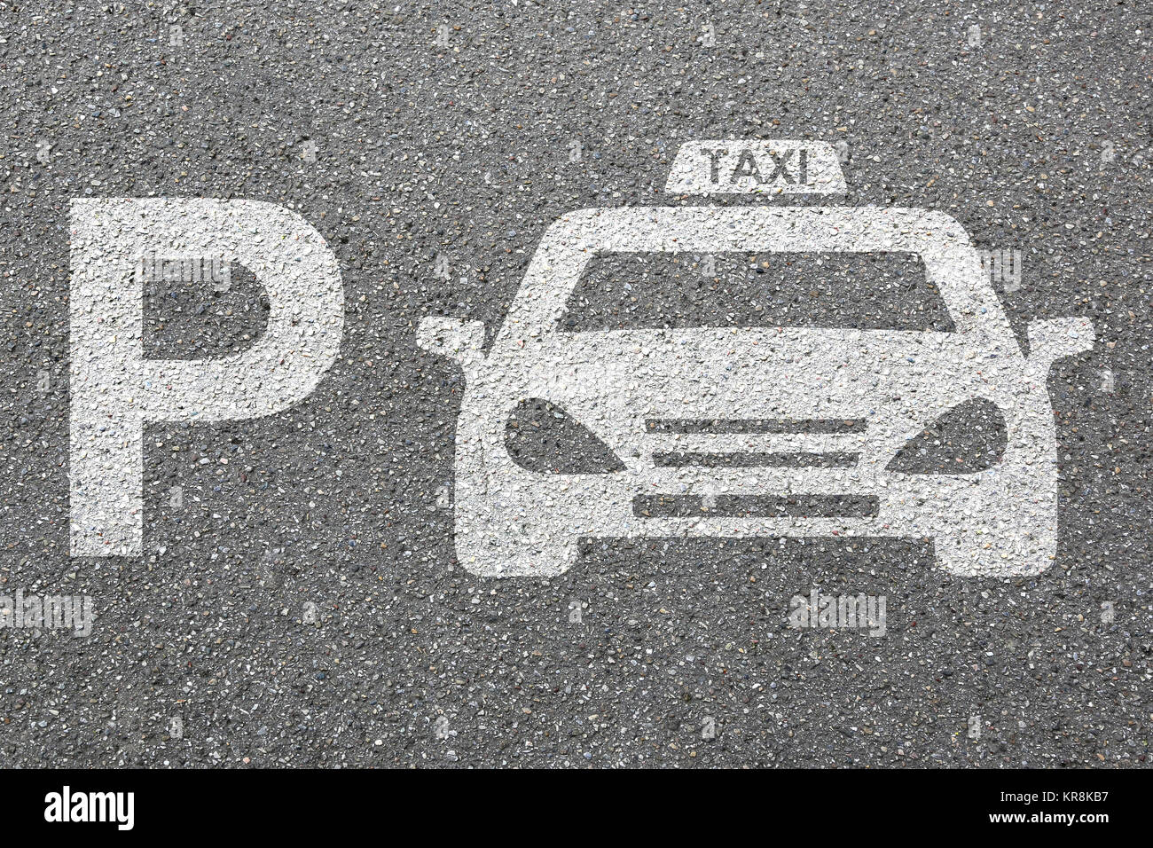 Parcheggio taxi auto simbolo di parcheggio auto città di mobilità su strada Foto Stock