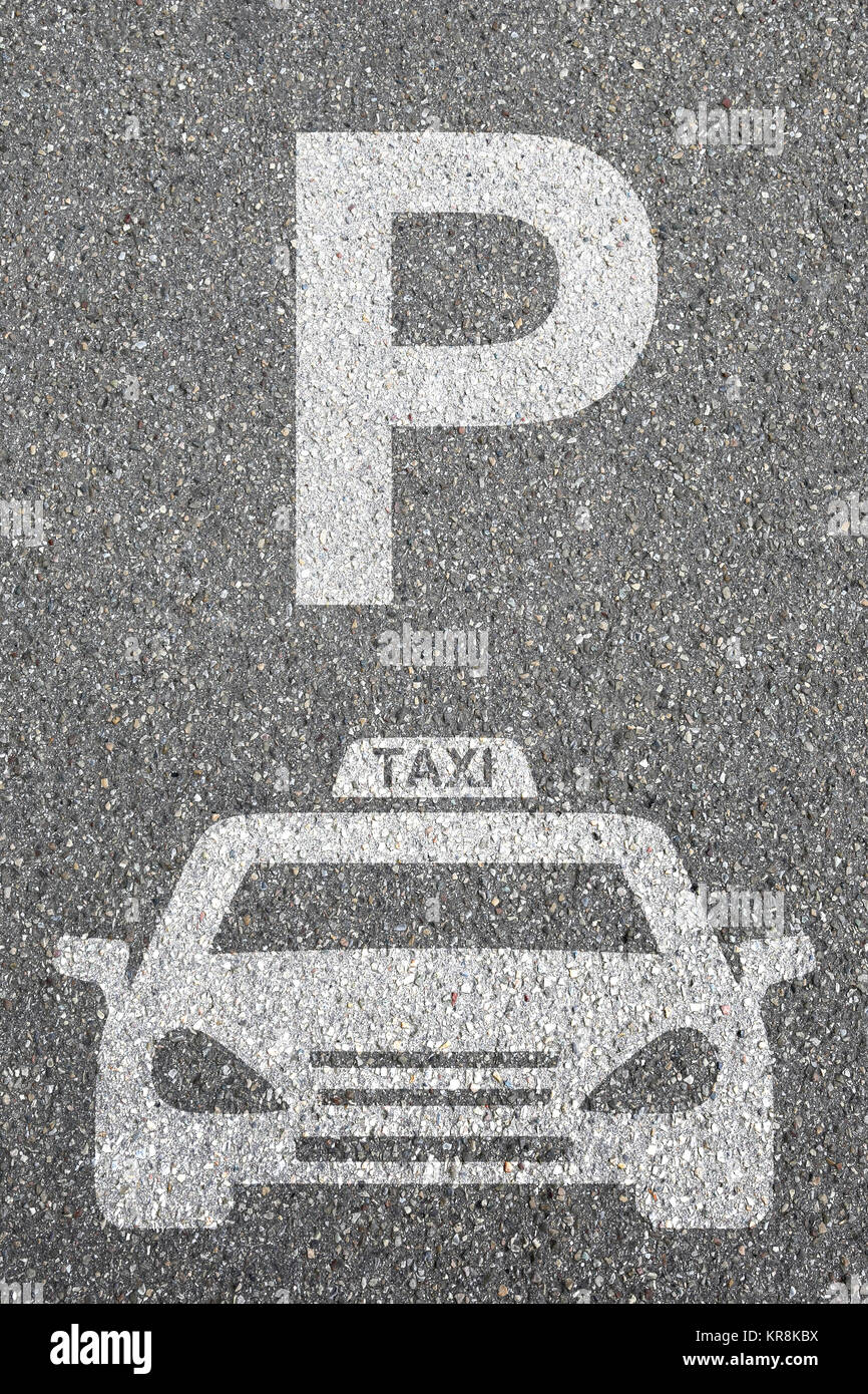 Parcheggio taxi auto simbolo di parcheggio auto la mobilità su strada Foto Stock