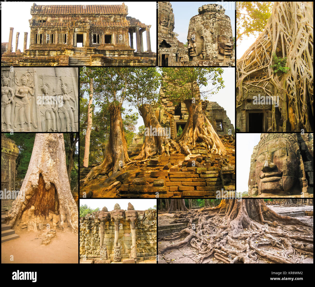 Il collage di immagini di Angkor Wat in Cambogia Foto Stock