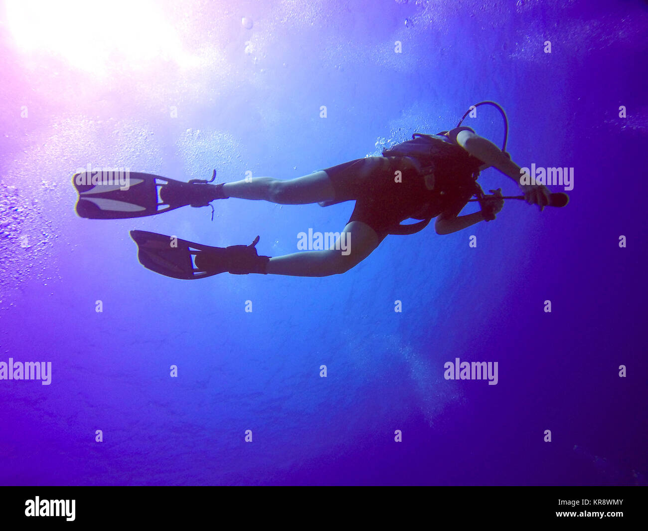 Scuba Diver silhouette Foto Stock