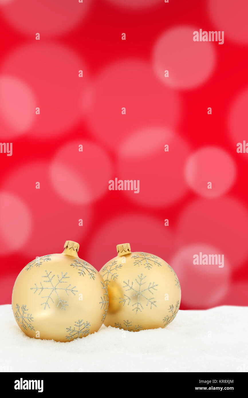 Weihnachtskarte Weihnachten oro Dekoration Weihnachtskugeln Karte Textfreiraum Foto Stock