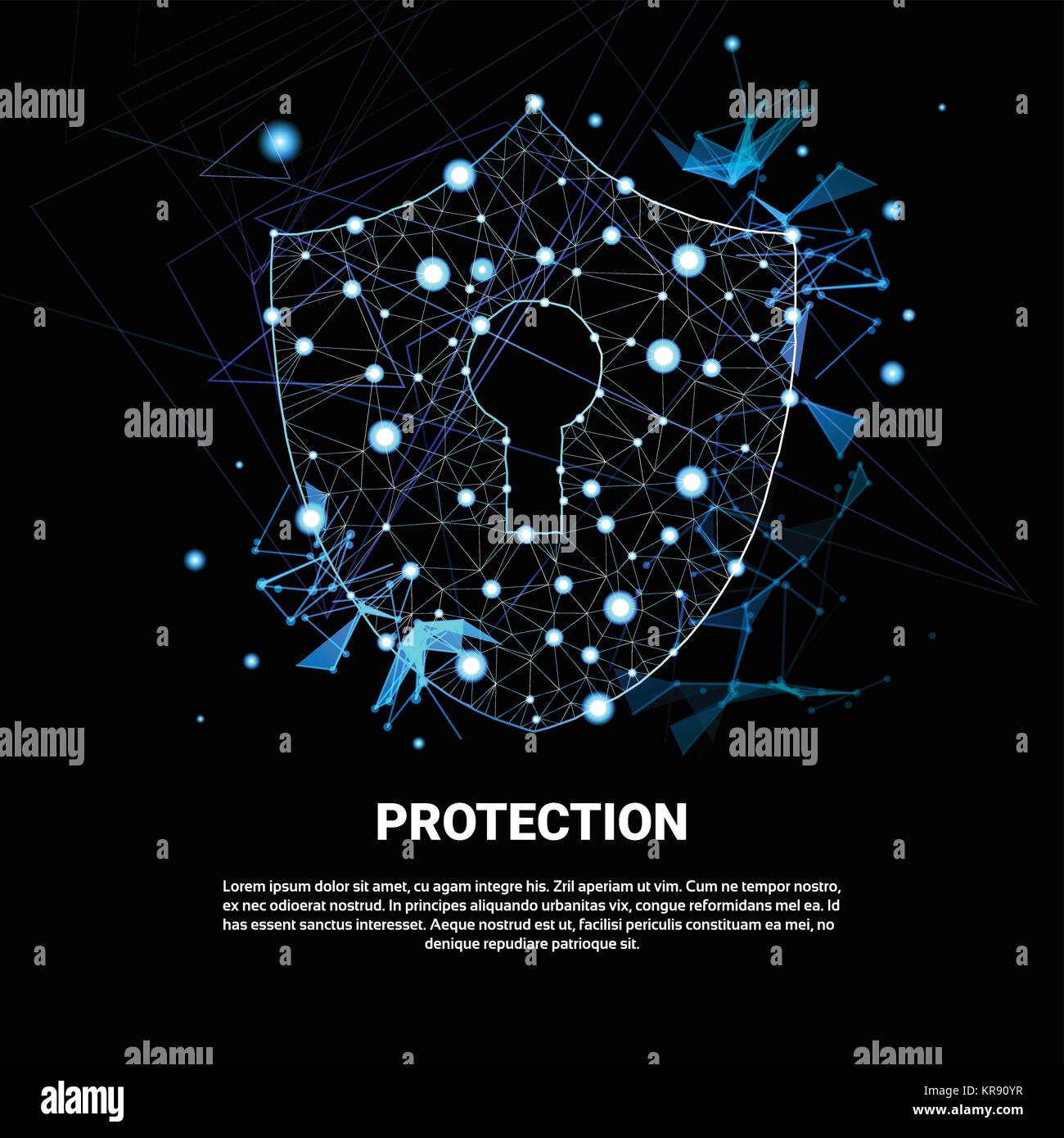 Scudo poligonale su sfondo scuro Concetto aziendale di sicurezza e protezione dei dati Illustrazione Vettoriale