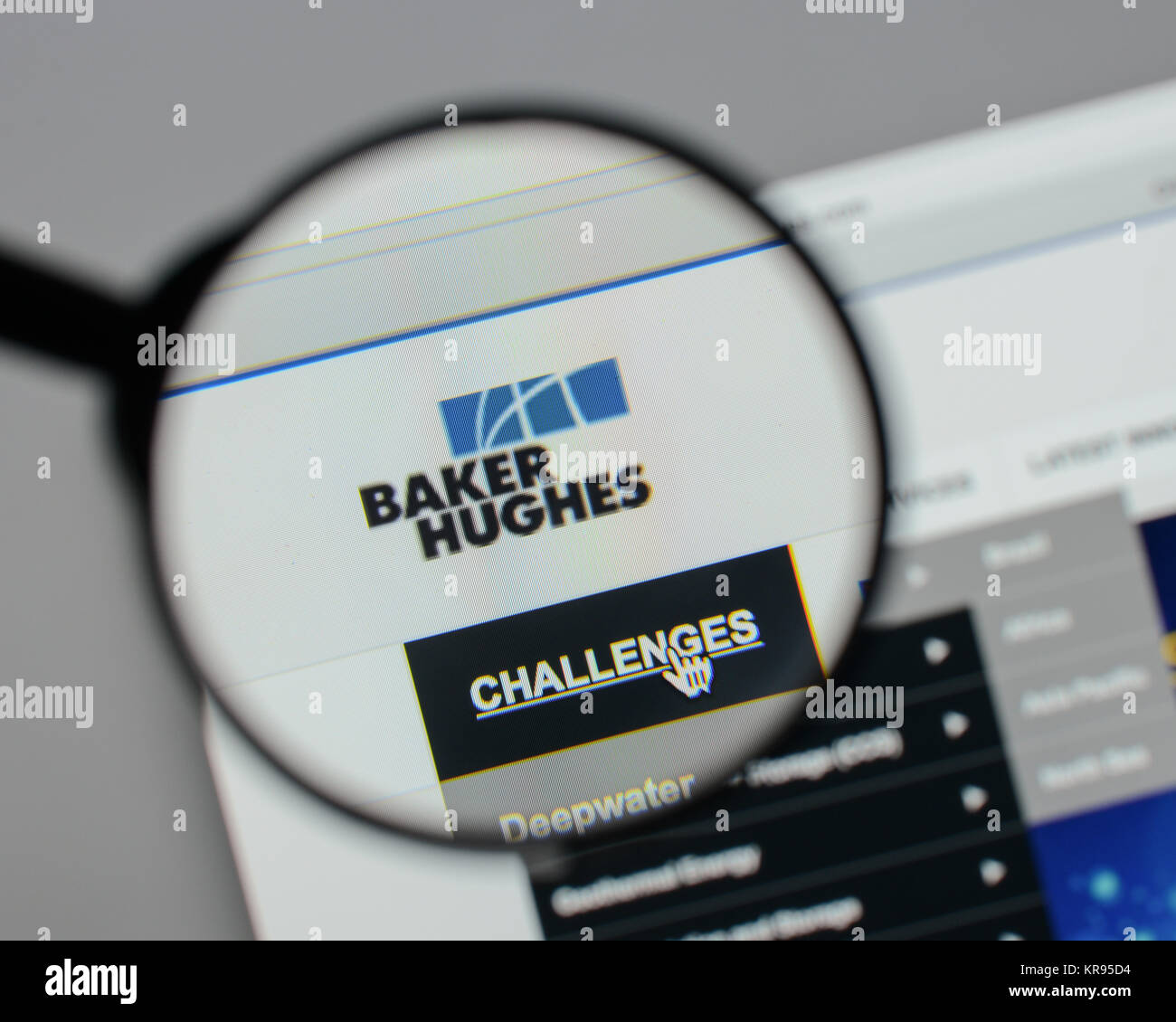 Milano, Italia - 10 agosto 2017: Baker Hughes logo sulla homepage del sito web. Foto Stock