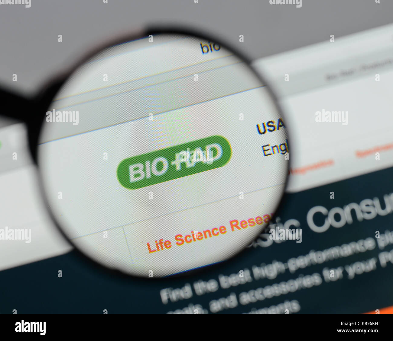 Milano, Italia - 10 agosto 2017: Bio Rad Laboratories logo sulla homepage del sito web. Foto Stock