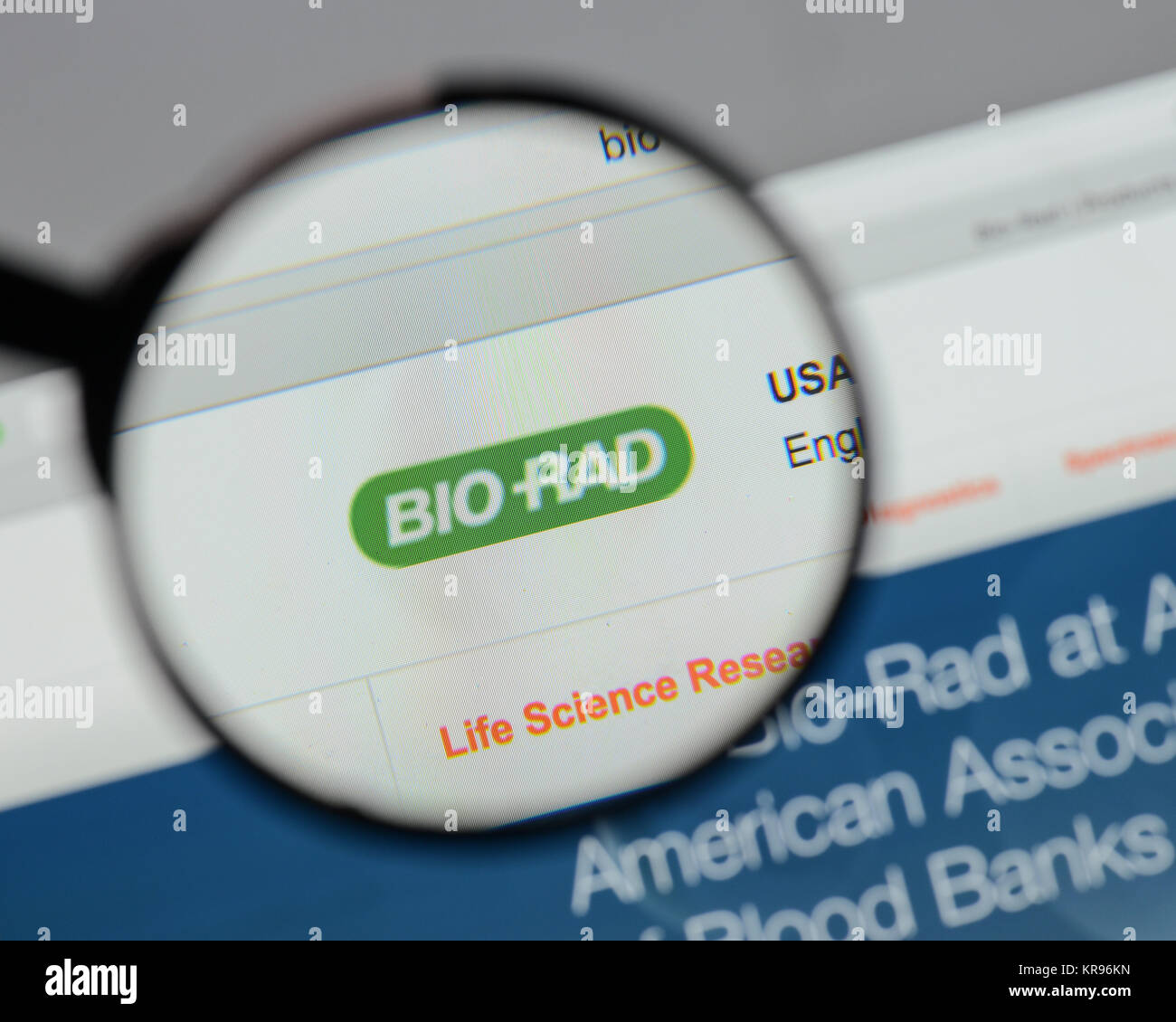 Milano, Italia - 10 agosto 2017: Bio Rad Laboratories logo sulla homepage del sito web. Foto Stock