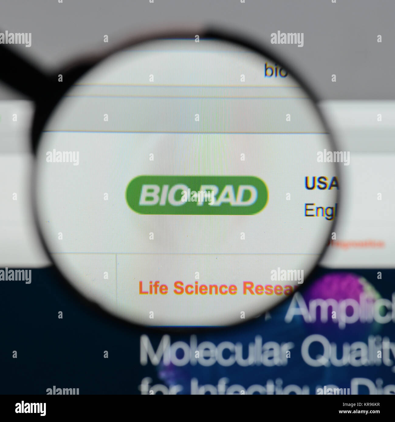Milano, Italia - 10 agosto 2017: Bio Rad Laboratories logo sulla homepage del sito web. Foto Stock
