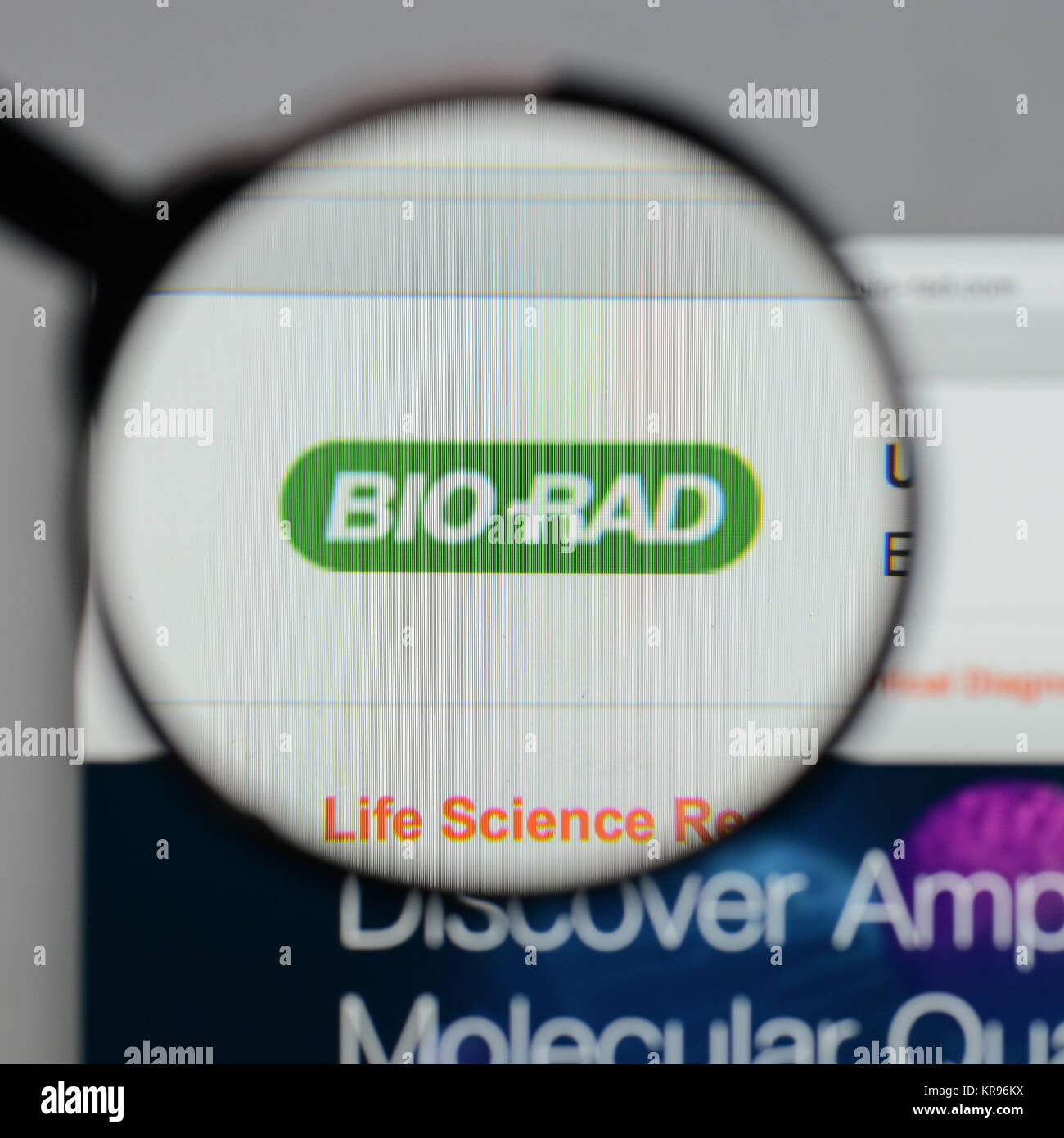 Milano, Italia - 10 agosto 2017: Bio Rad Laboratories logo sulla homepage del sito web. Foto Stock