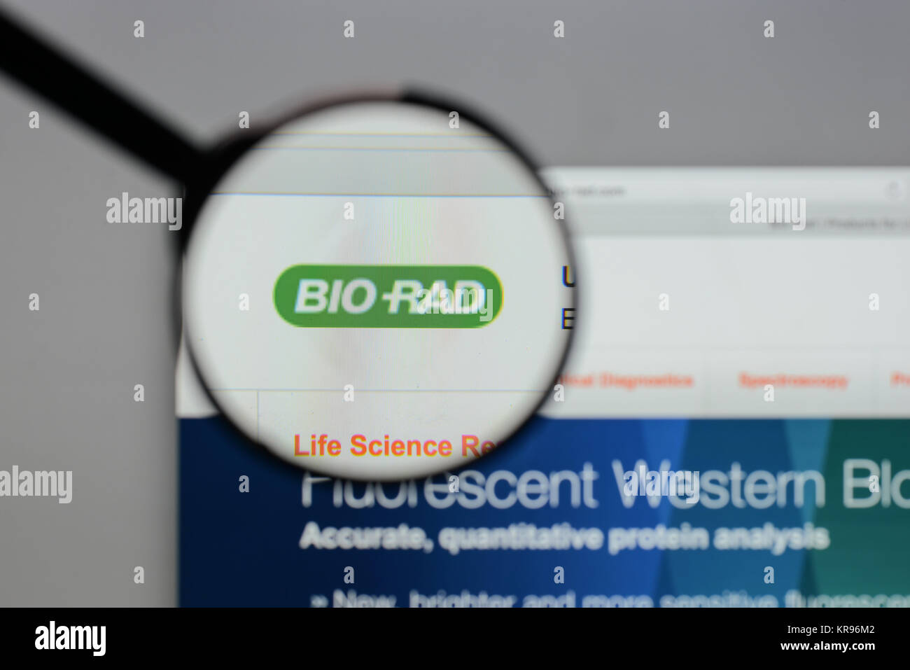 Milano, Italia - 10 agosto 2017: Bio Rad Laboratories logo sulla homepage del sito web. Foto Stock
