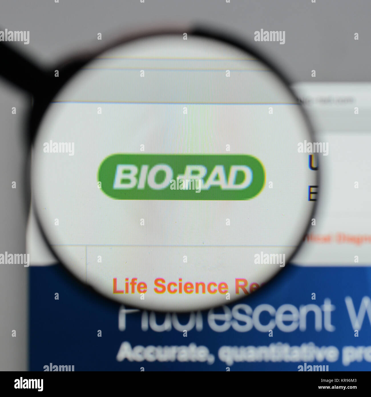 Milano, Italia - 10 agosto 2017: Bio Rad Laboratories logo sulla homepage del sito web. Foto Stock