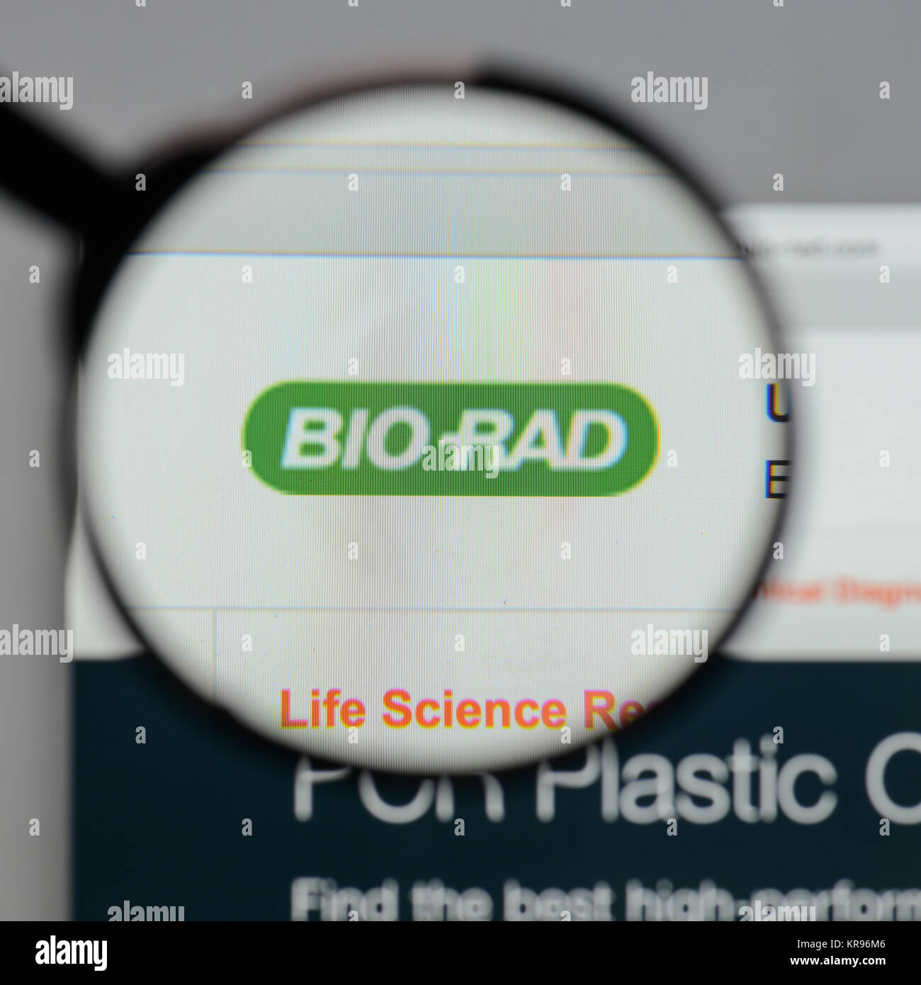 Milano, Italia - 10 agosto 2017: Bio Rad Laboratories logo sulla homepage del sito web. Foto Stock