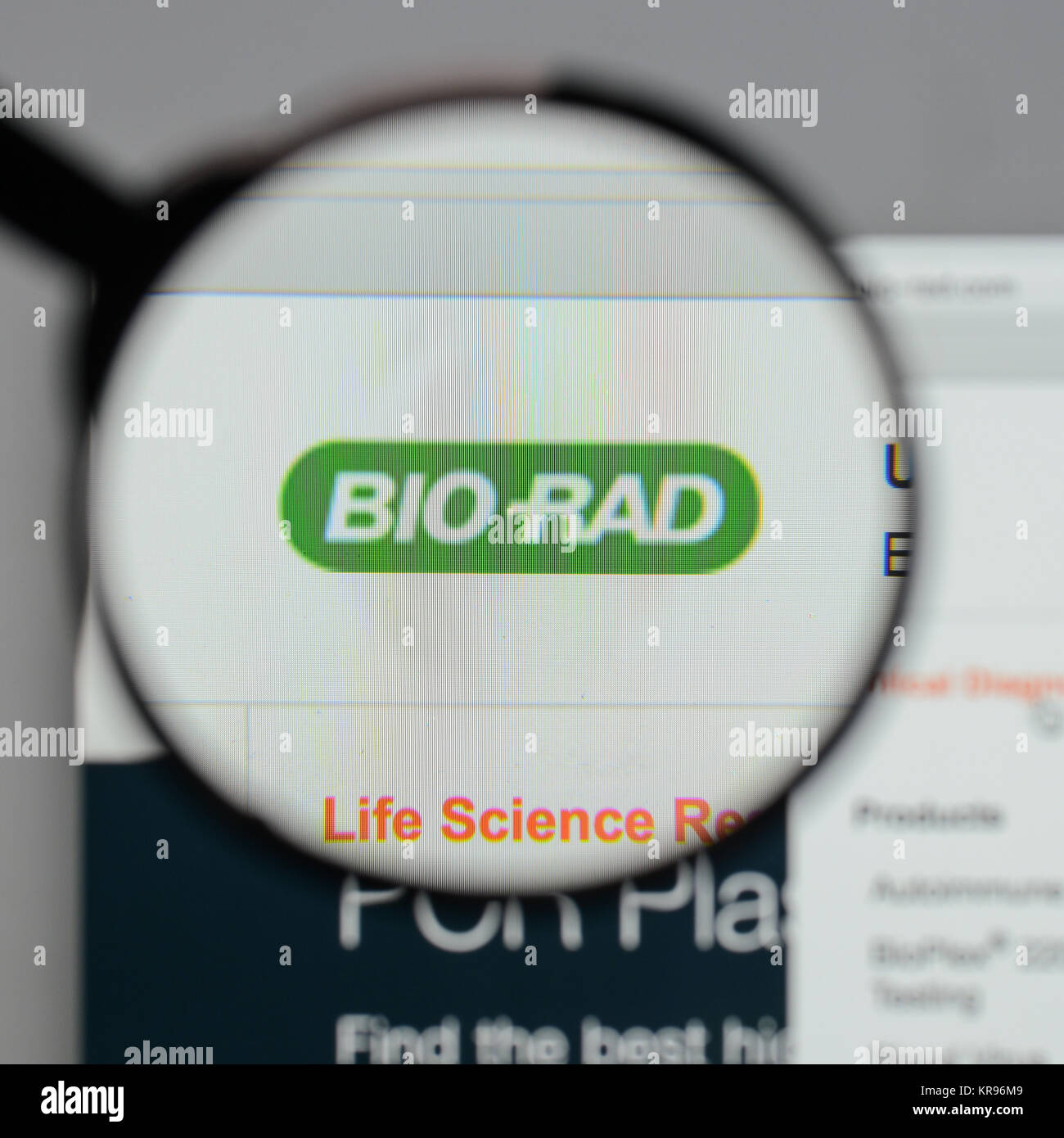 Milano, Italia - 10 agosto 2017: Bio Rad Laboratories logo sulla homepage del sito web. Foto Stock