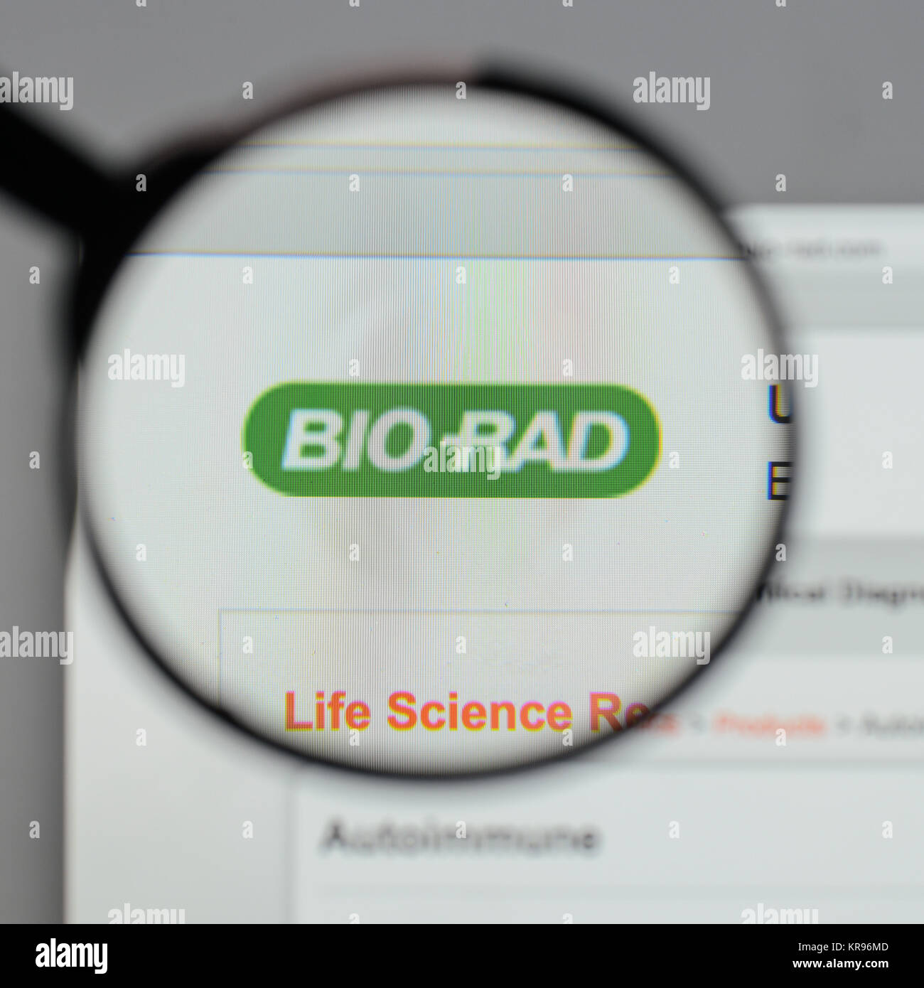 Milano, Italia - 10 agosto 2017: Bio Rad Laboratories logo sulla homepage del sito web. Foto Stock