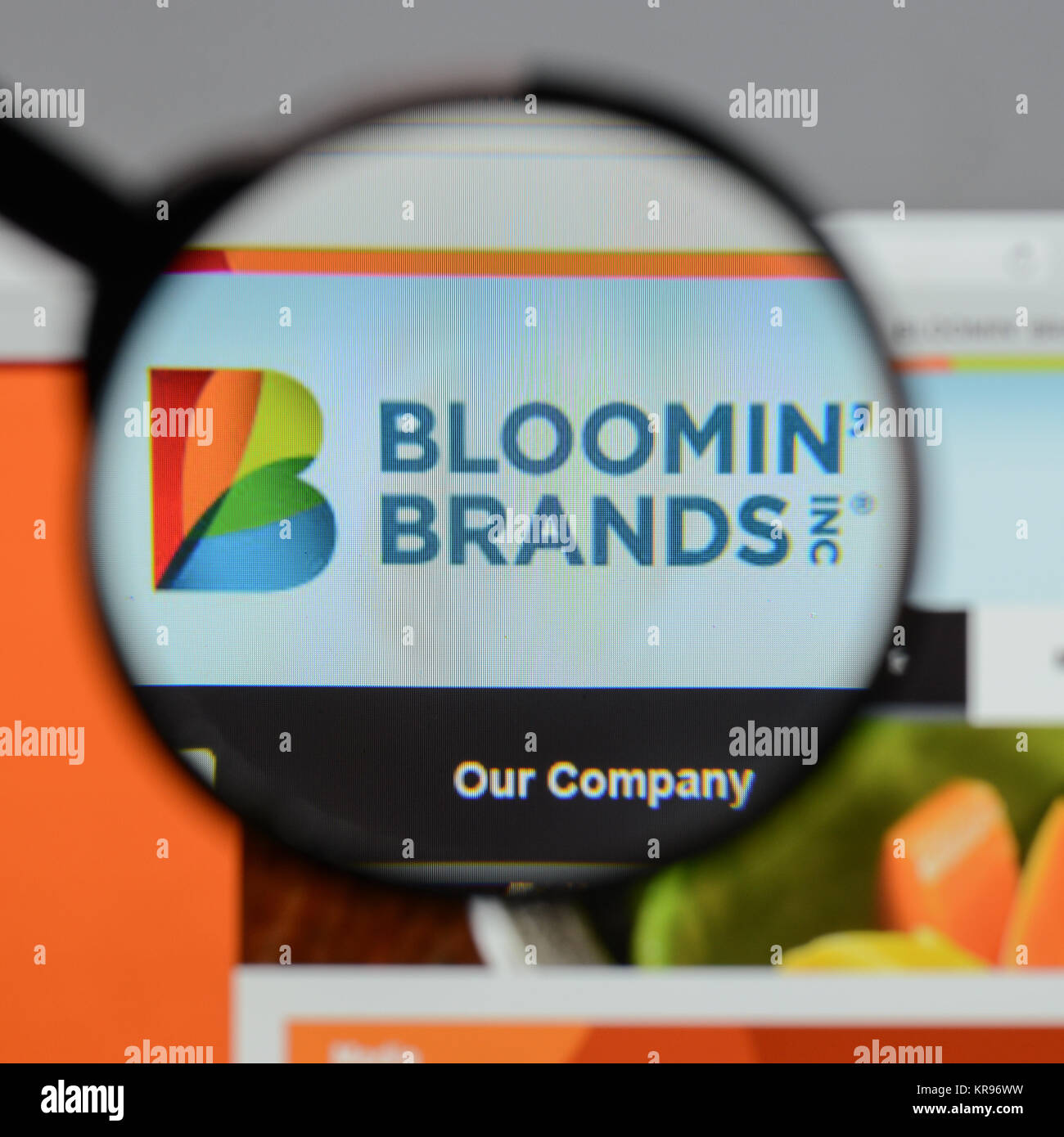 Milano, Italia - 10 agosto 2017: Bloomin Brands logo sulla homepage del sito web. Foto Stock