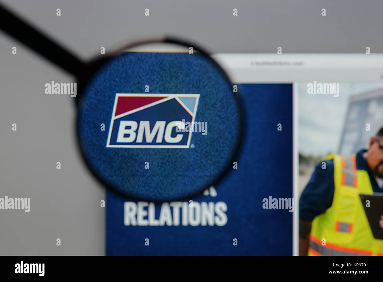 Milano, Italia - 10 agosto 2017: BMC Stock Holdings logo sulla homepage del sito web. Foto Stock