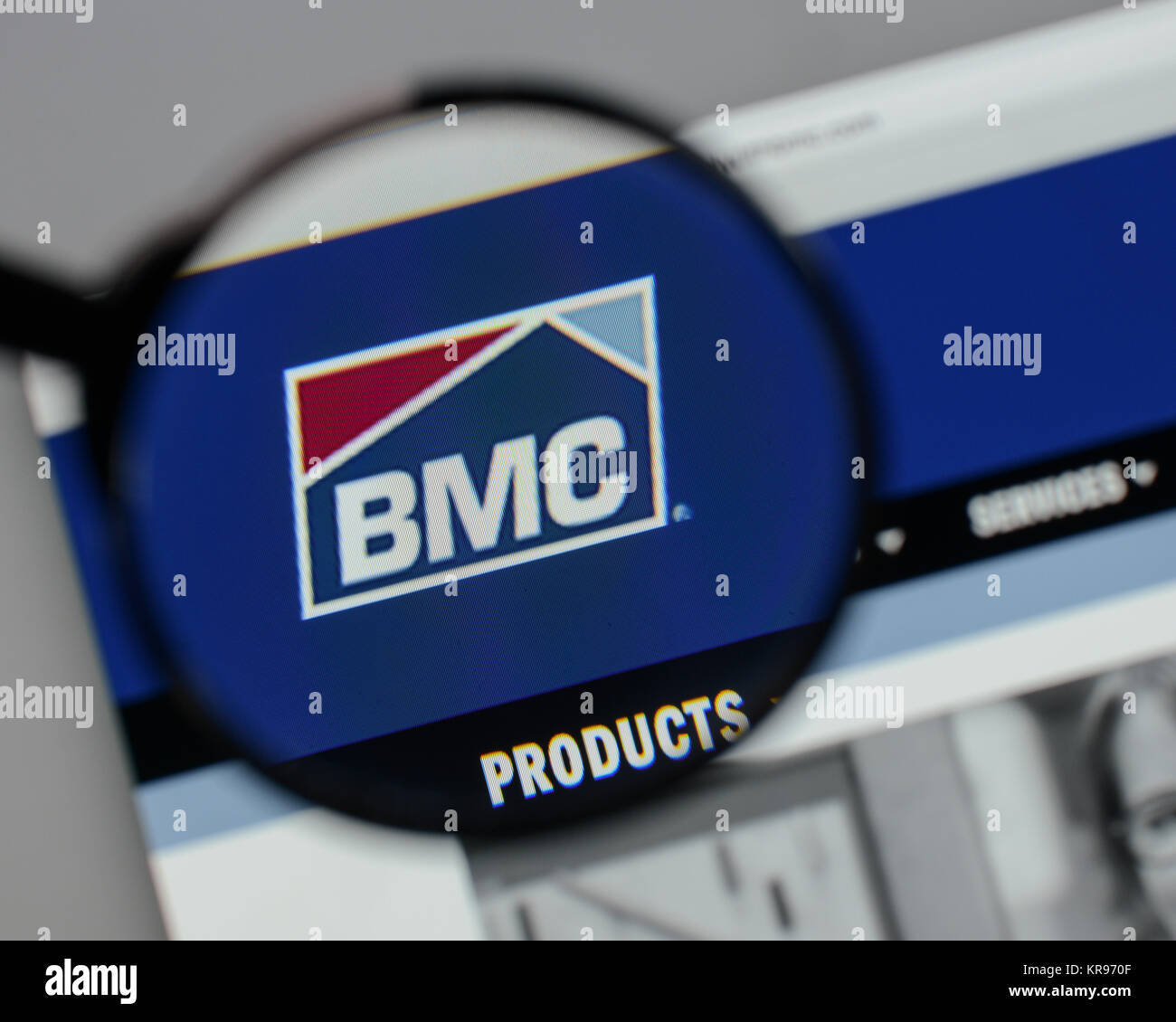 Milano, Italia - 10 agosto 2017: BMC Stock Holdings logo sulla homepage del sito web. Foto Stock