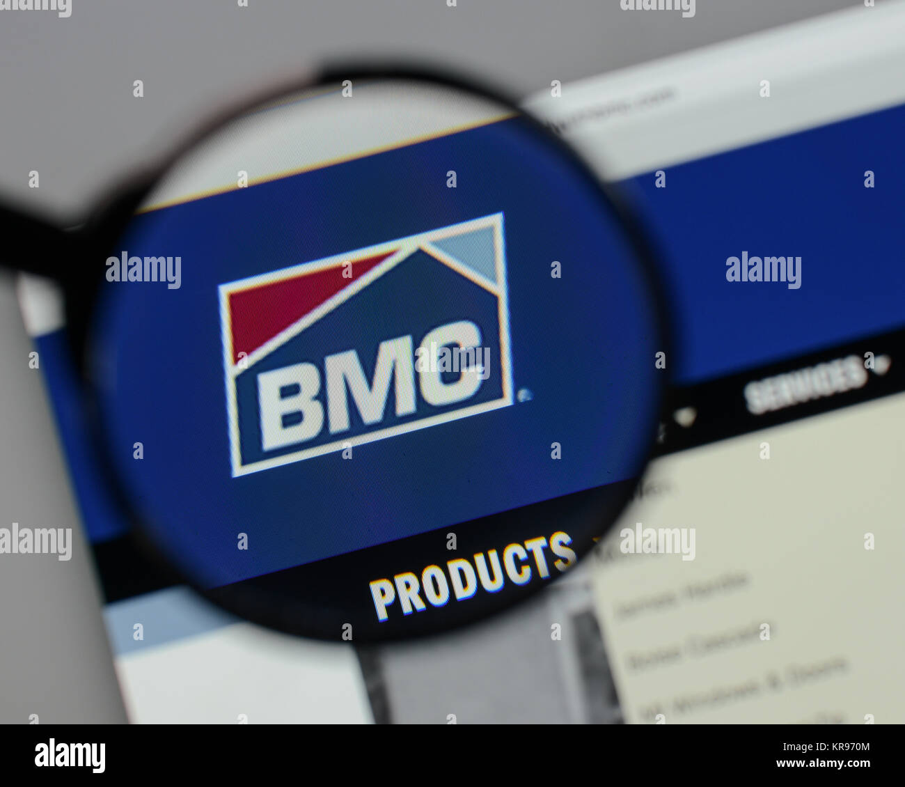 Milano, Italia - 10 agosto 2017: BMC Stock Holdings logo sulla homepage del sito web. Foto Stock