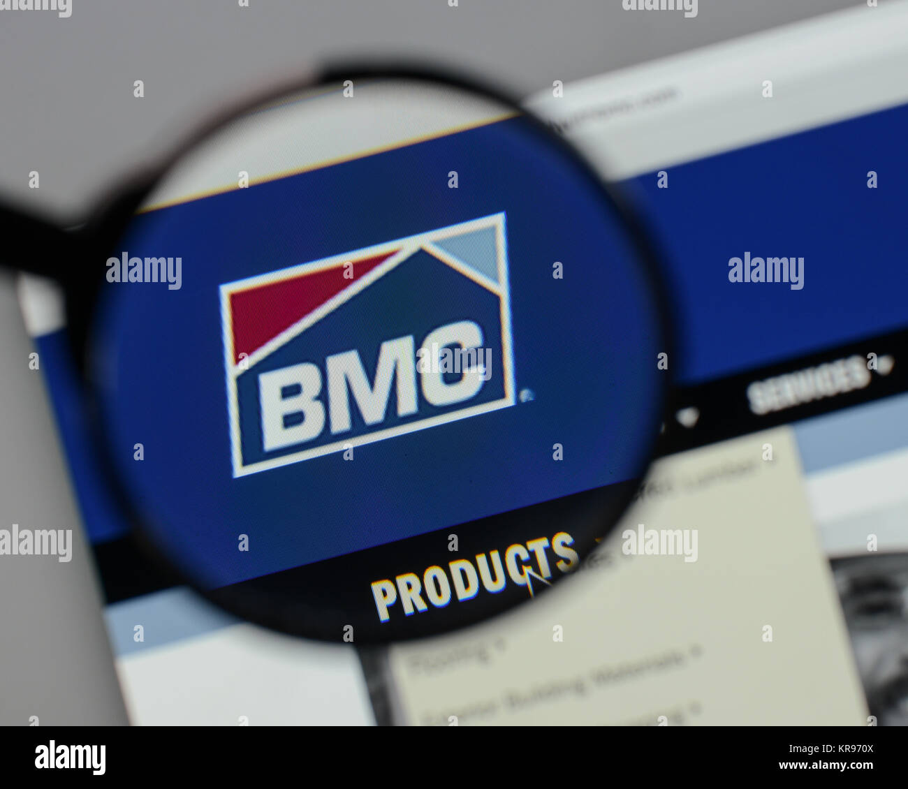 Milano, Italia - 10 agosto 2017: BMC Stock Holdings logo sulla homepage del sito web. Foto Stock
