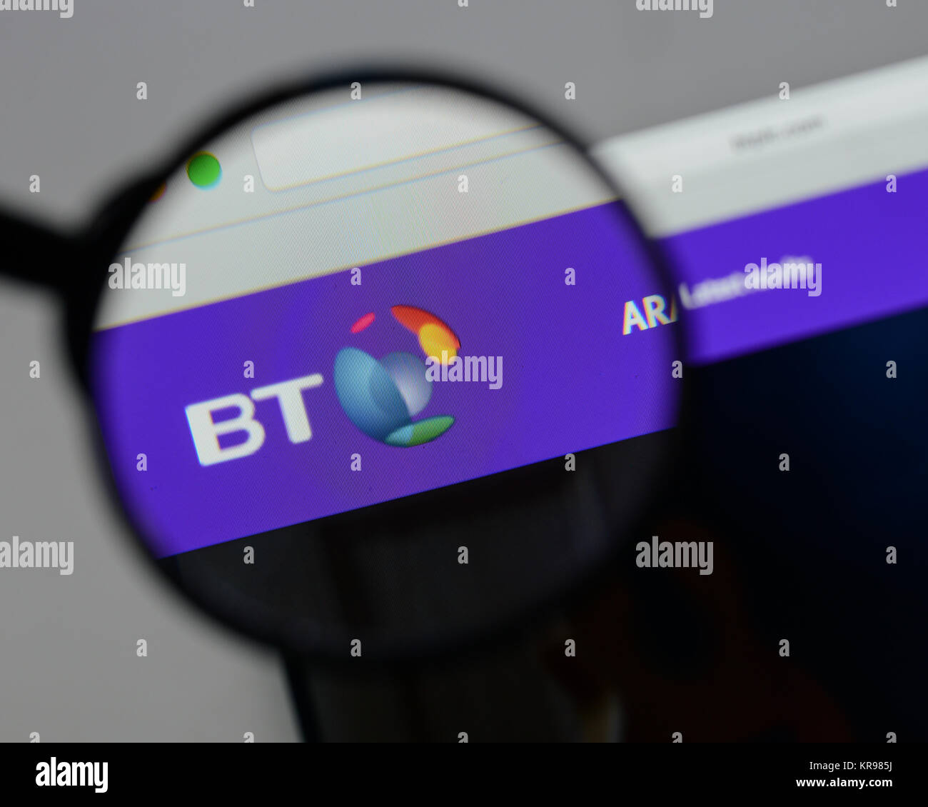 Milano, Italia - 10 agosto 2017: BT Group logo sulla homepage del sito web. Foto Stock