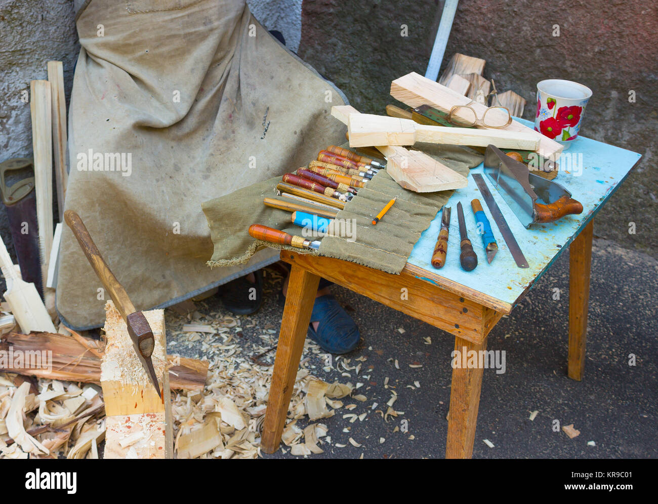 Strumenti di scultori in legno Foto Stock