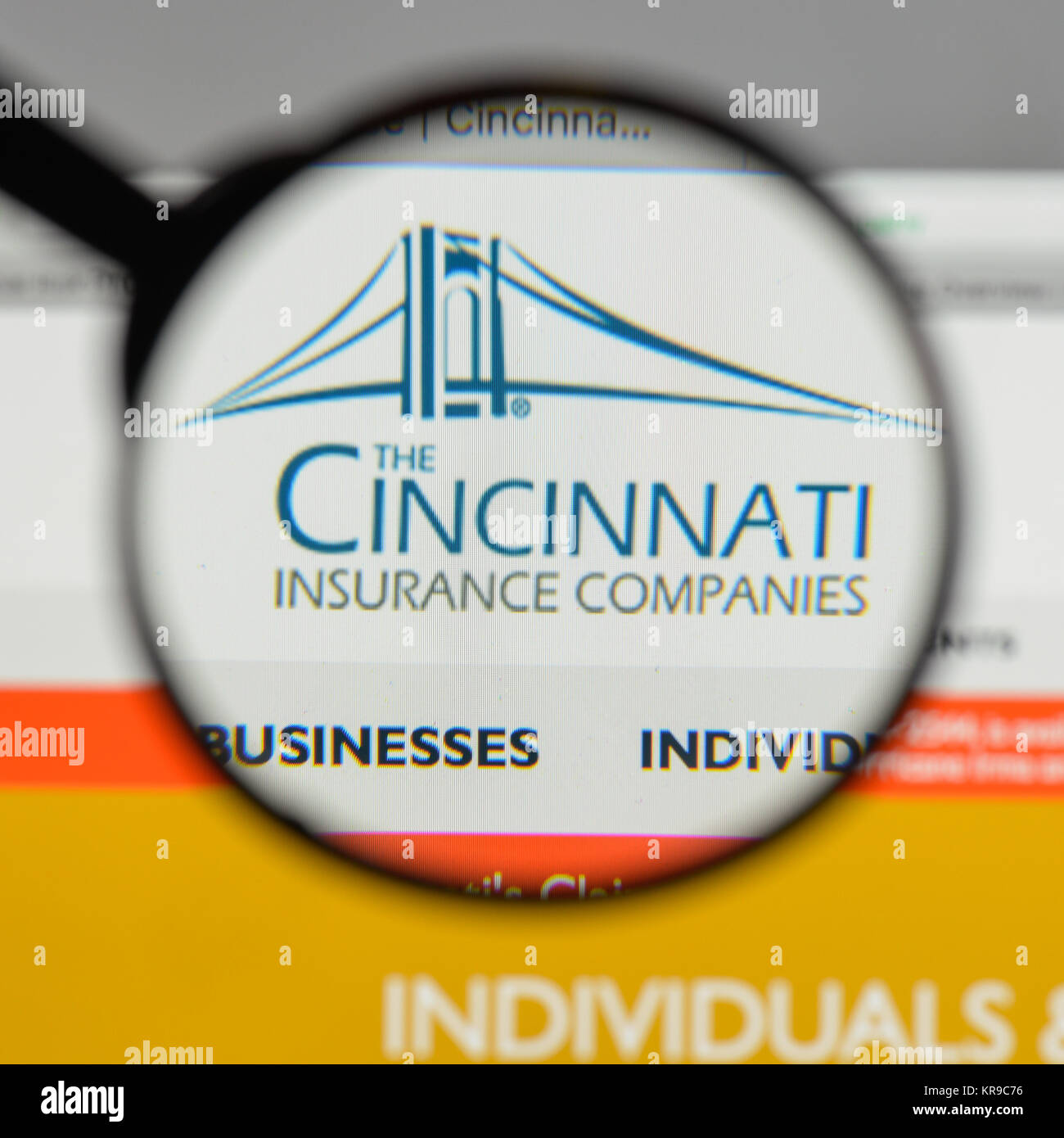Milano, Italia - 10 agosto 2017: Cincinnati Financial logo sulla homepage del sito web. Foto Stock