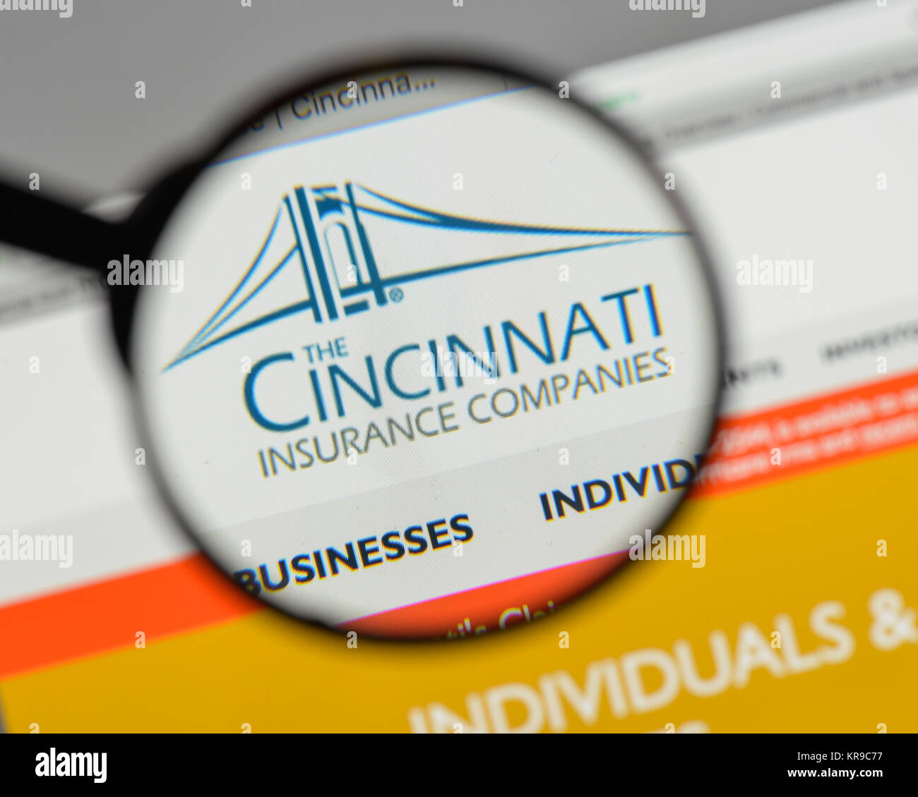 Milano, Italia - 10 agosto 2017: Cincinnati Financial logo sulla homepage del sito web. Foto Stock