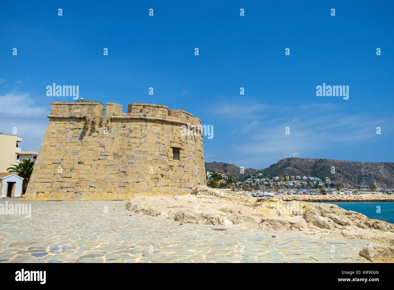 Castillo de Moraira, Moraira Costa Blanca, Spagna. Foto Stock