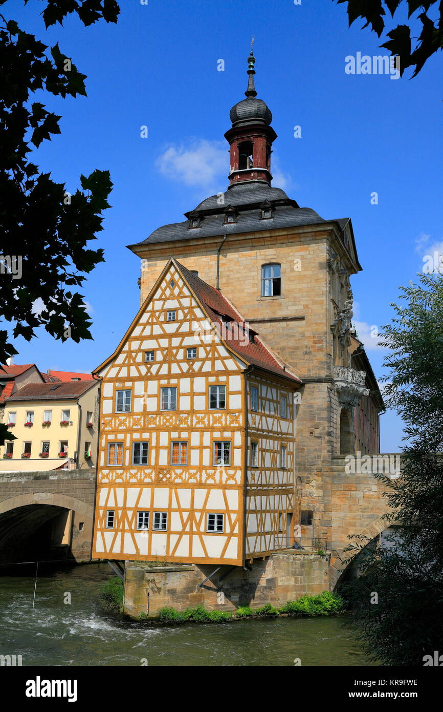 Town Hall sul ponte, Bamberg, Germania Foto Stock