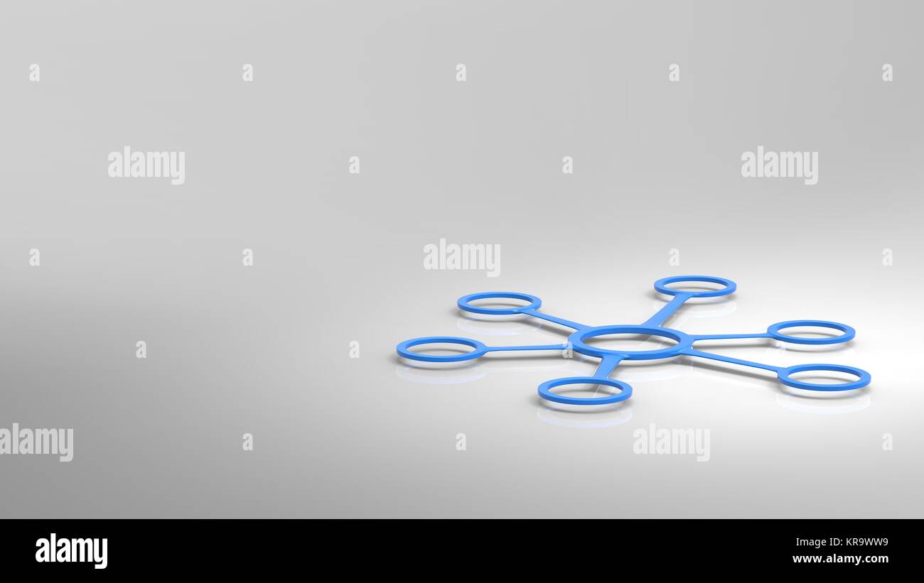 3D rendering di rete astratta con cerchi Foto Stock