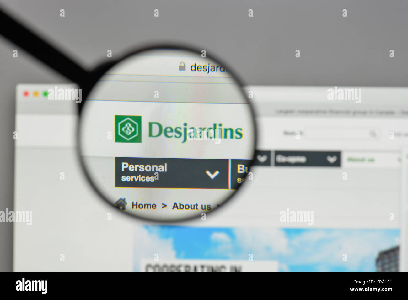 Milano, Italia - 10 agosto 2017: Desjardins logo sulla homepage del sito web. Foto Stock