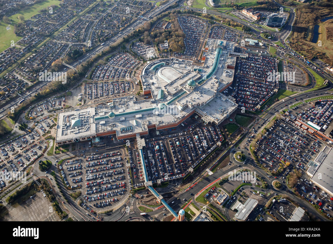 Una veduta aerea del Trafford Centre e fuori città shopping centre in Manchester Foto Stock