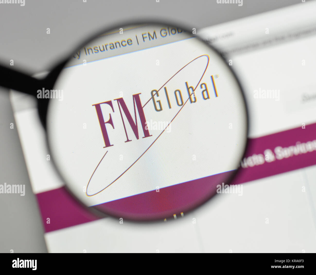 Milano, Italia - 10 agosto 2017: FM Global logo sulla homepage del sito web. Foto Stock