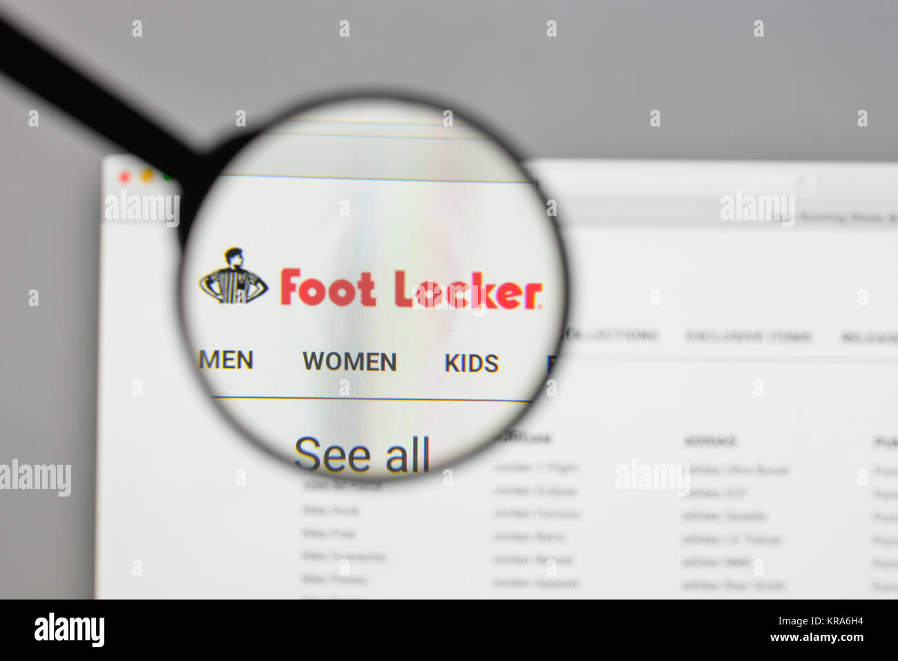 Milano, Italia - 10 agosto 2017: Foot Locker logo sulla homepage del sito web. Foto Stock