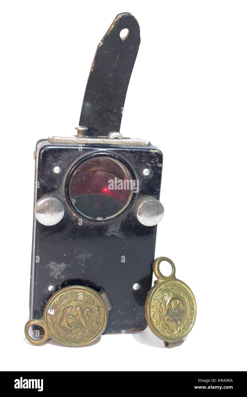 Torcia tattica della guardia di frontiera e cinghia navale scudetti, vintage Foto Stock
