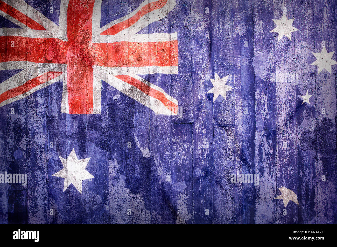 Stile grunge di Australia bandiera su un muro di mattoni per lo sfondo Foto Stock
