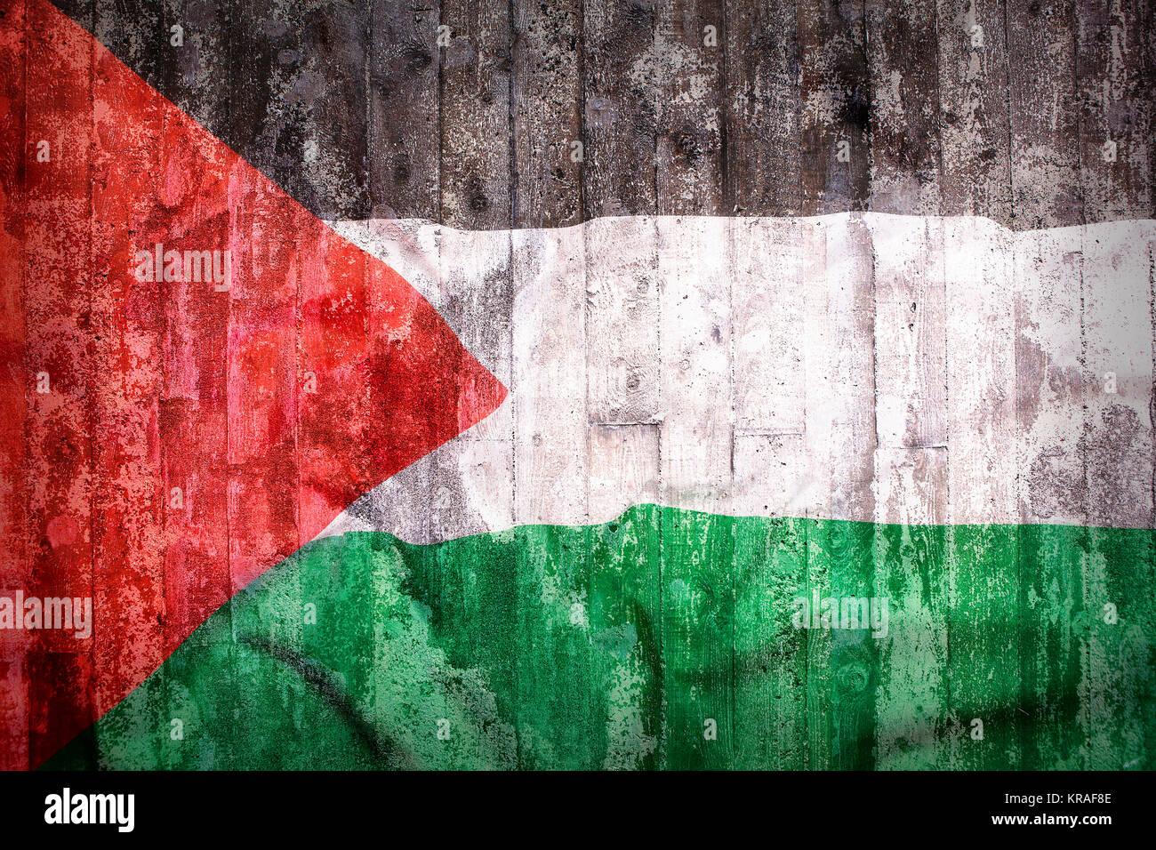 Stile grunge di Palestina bandiera su un muro di mattoni per lo sfondo Foto Stock