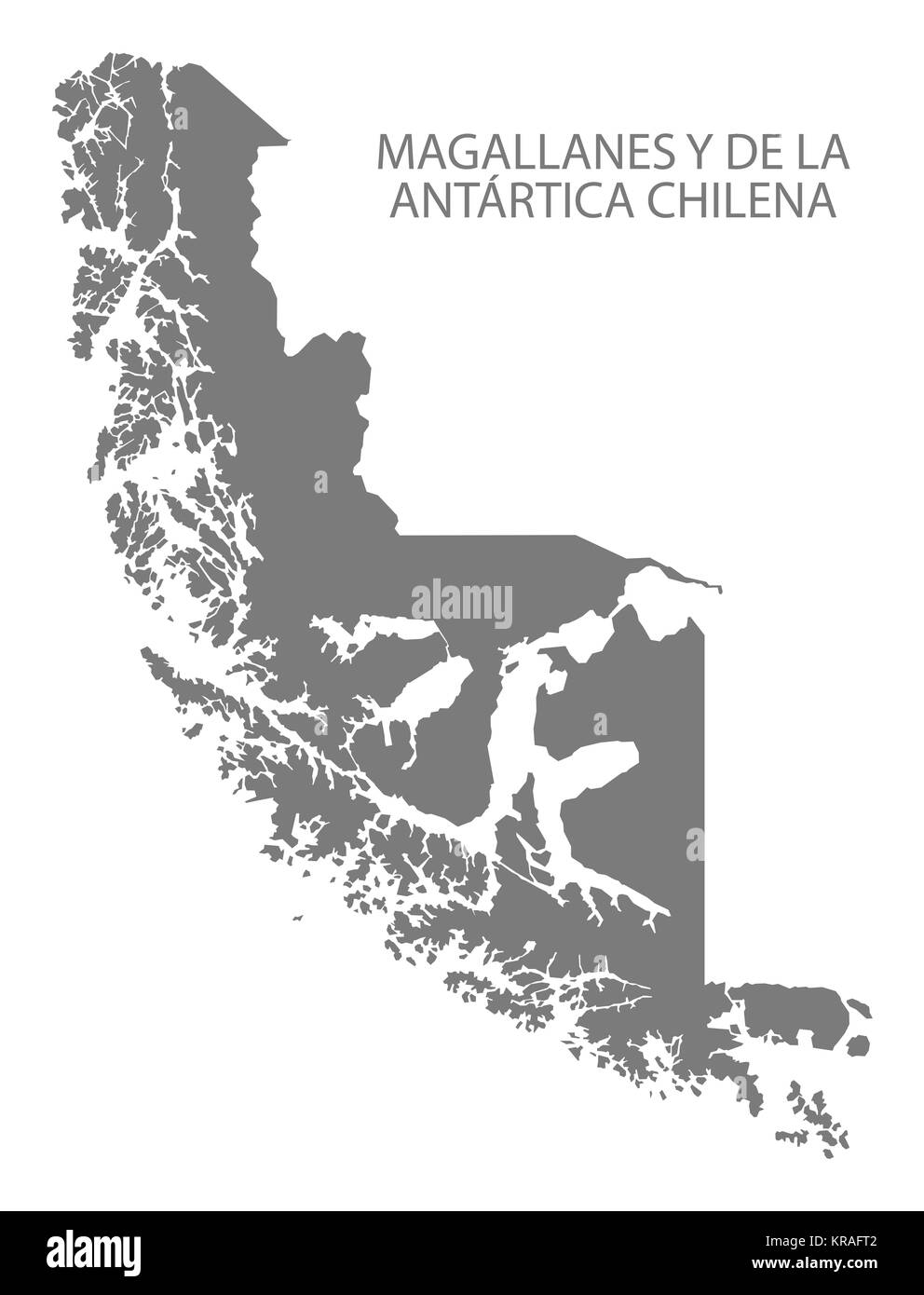 Magallanes y de la Antartica Chilena Cile mappa in grigio Foto Stock