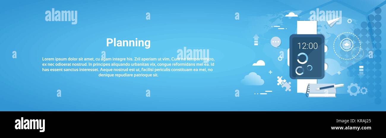 Pianificazione del tempo di gestione il concetto di Business Banner orizzontale con spazio di copia Illustrazione Vettoriale