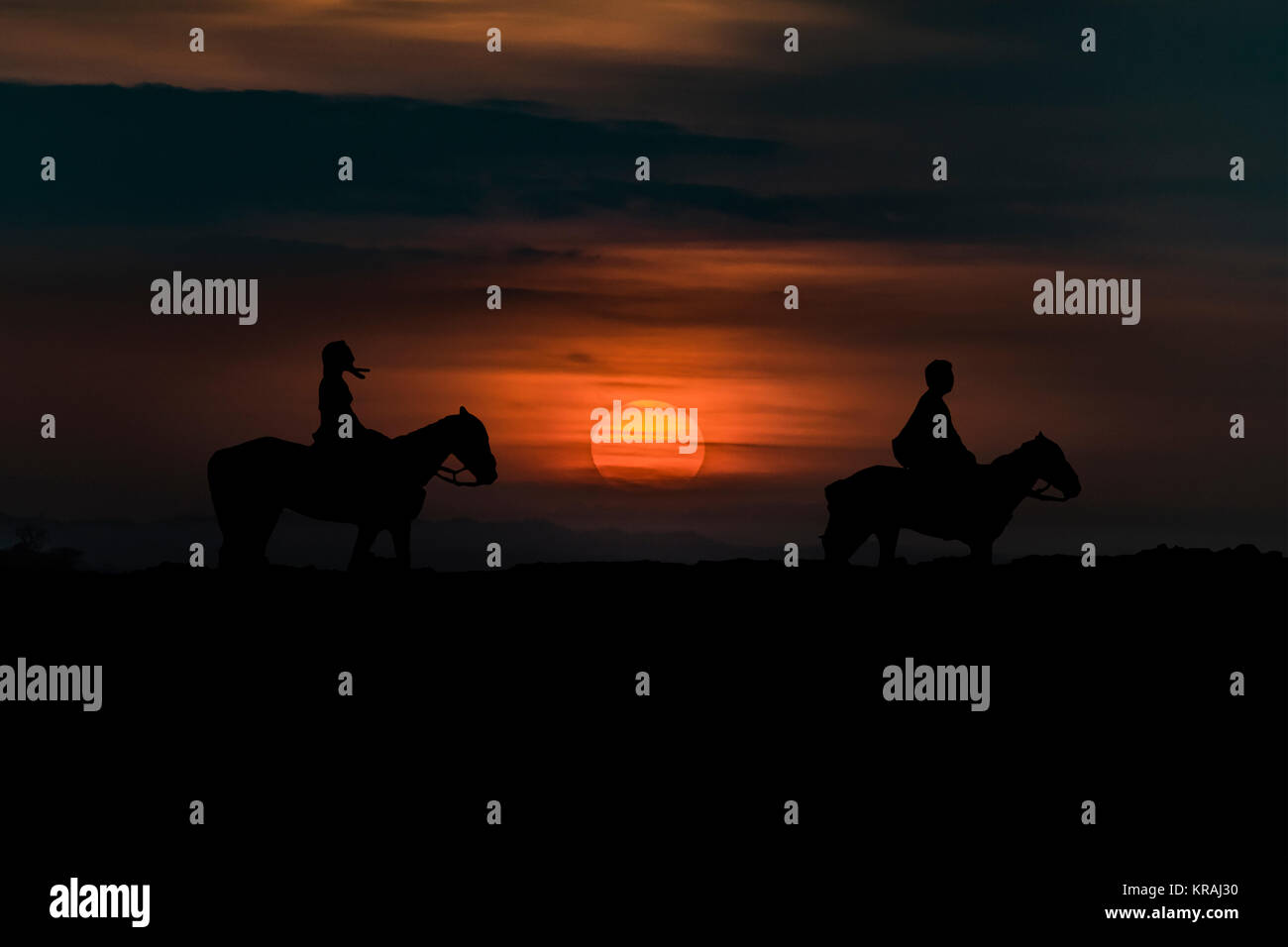 Giovane a cavallo nella natura Foto Stock