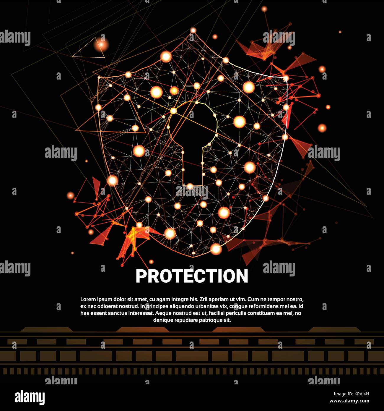 Scudo poligonale su sfondo scuro Concetto aziendale di sicurezza e protezione dei dati Illustrazione Vettoriale