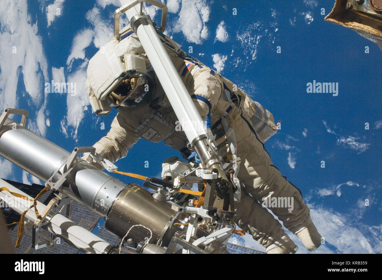 Anton Shkaplerov Spacewalk1 Foto Stock
