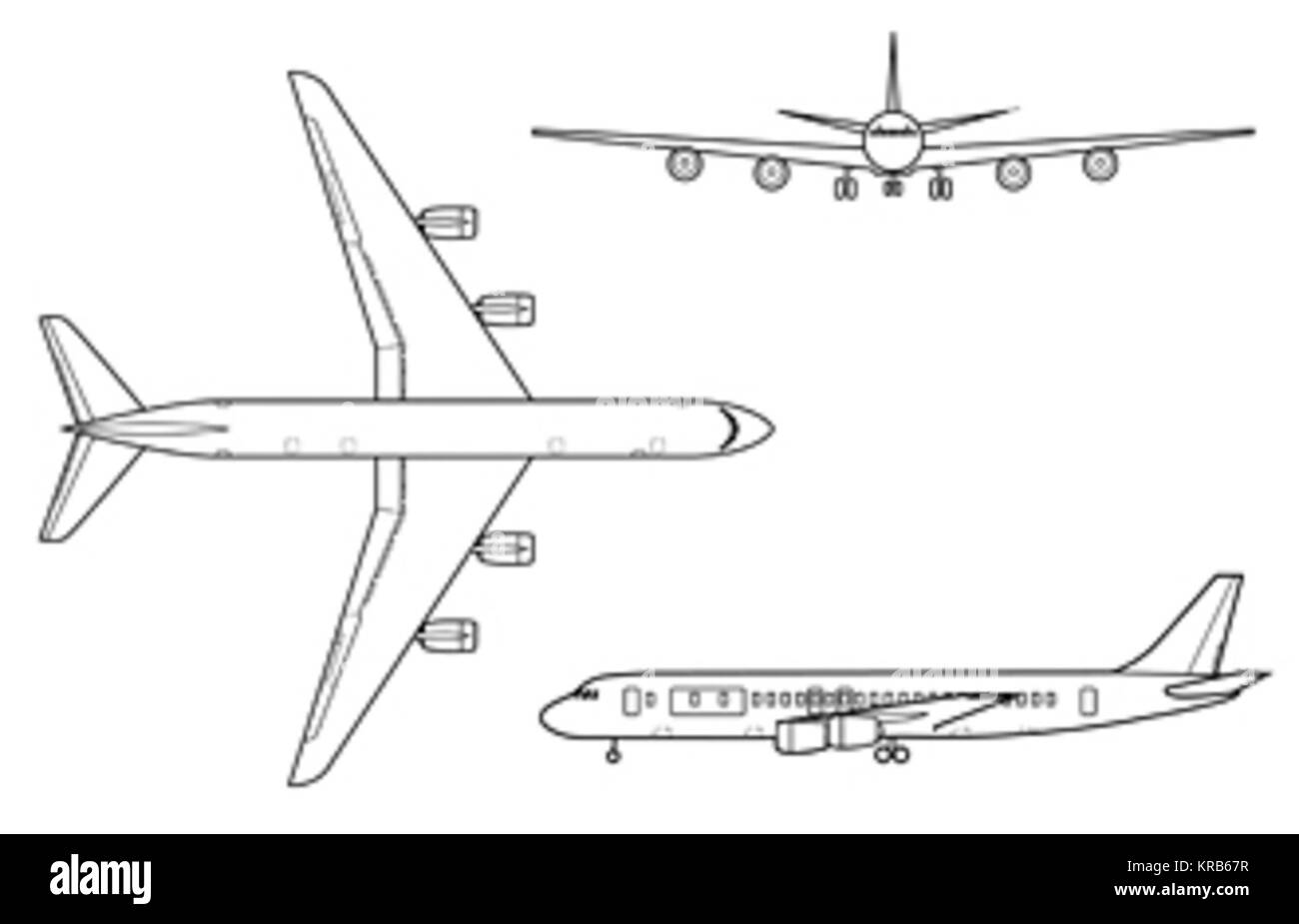 DC-8 3-view Foto Stock