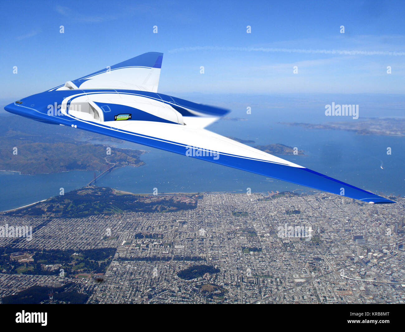 San Francisco, il Ponte Golden Gate e la baia shot da aereo a decollo Northrop Grumman volare aerei ad ala concetto 2011 2 Foto Stock