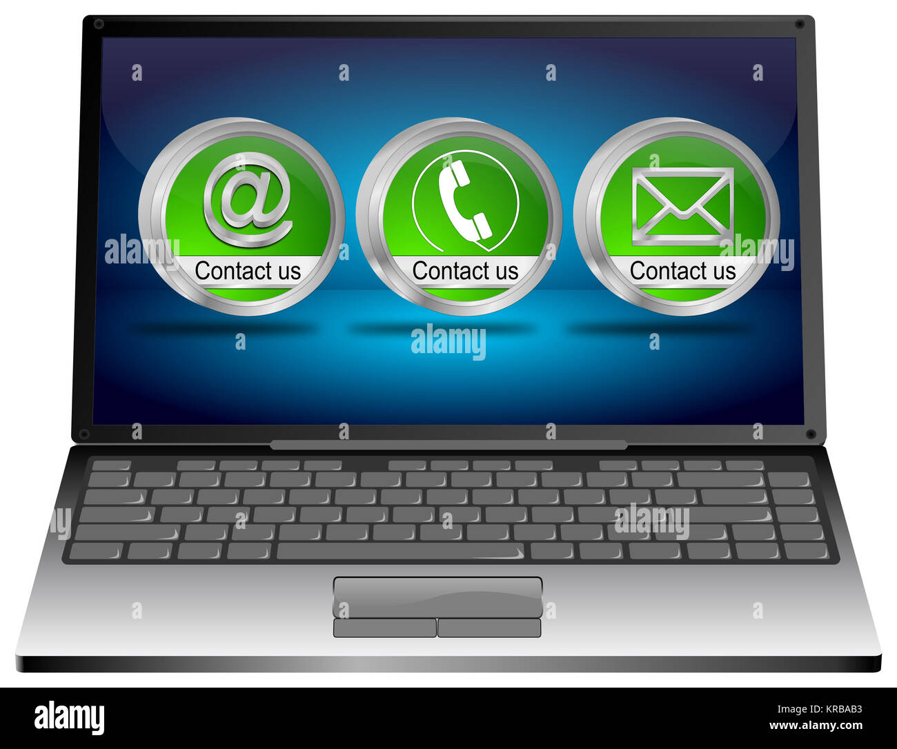 Computer portatile con contatti pulsante - 3D illustrazione Foto Stock