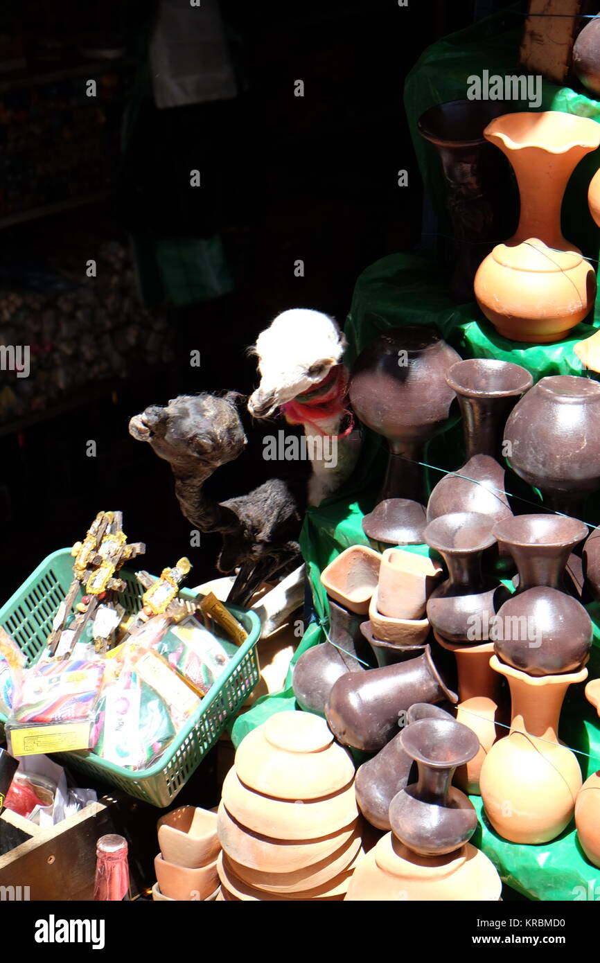 Lama feto a le streghe il Mercato di La Paz in Bolivia Foto Stock