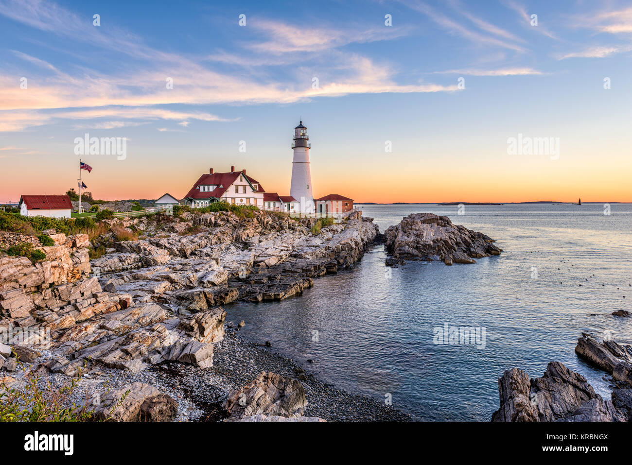 Portland, Maine, Stati Uniti d'America a Portland Head Light. Foto Stock