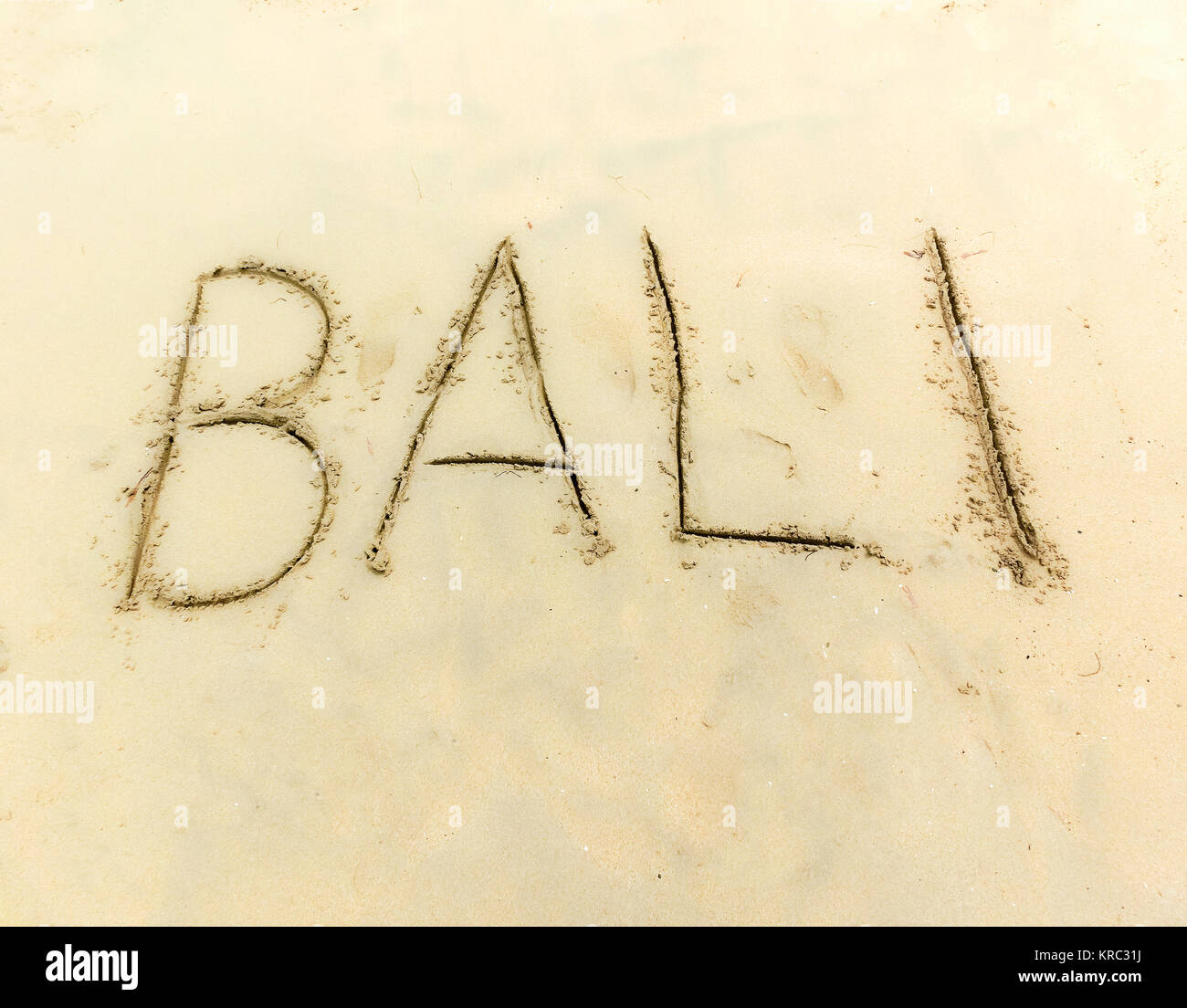 Iscrizione sulla sabbia Bali. Foto Stock