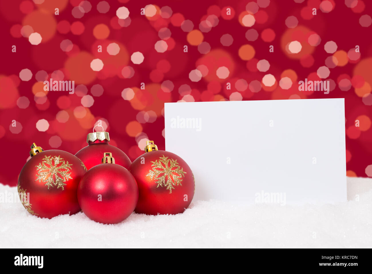 Rote Weihnachtskugeln Weihnachten Weihnachtskarte Wünsche Wunschzettel Textfreiraum Foto Stock