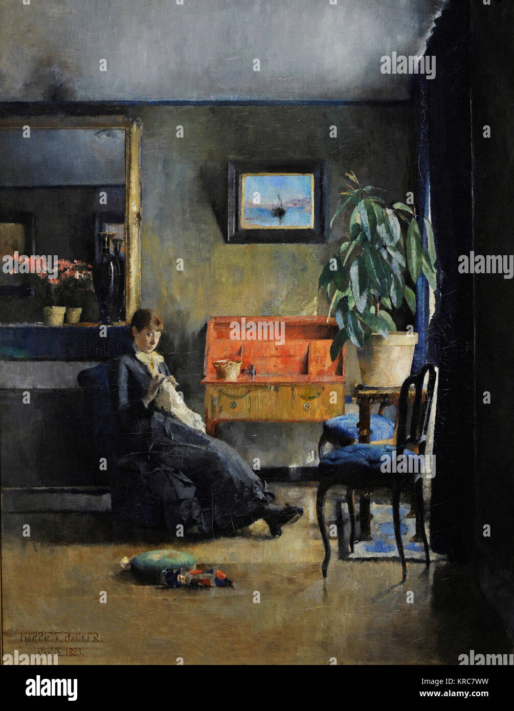 Harriet Backer (1845-1932). Pittore norvegese. Interni blu, 1883. Galleria Nazionale. Oslo. La Norvegia. Foto Stock