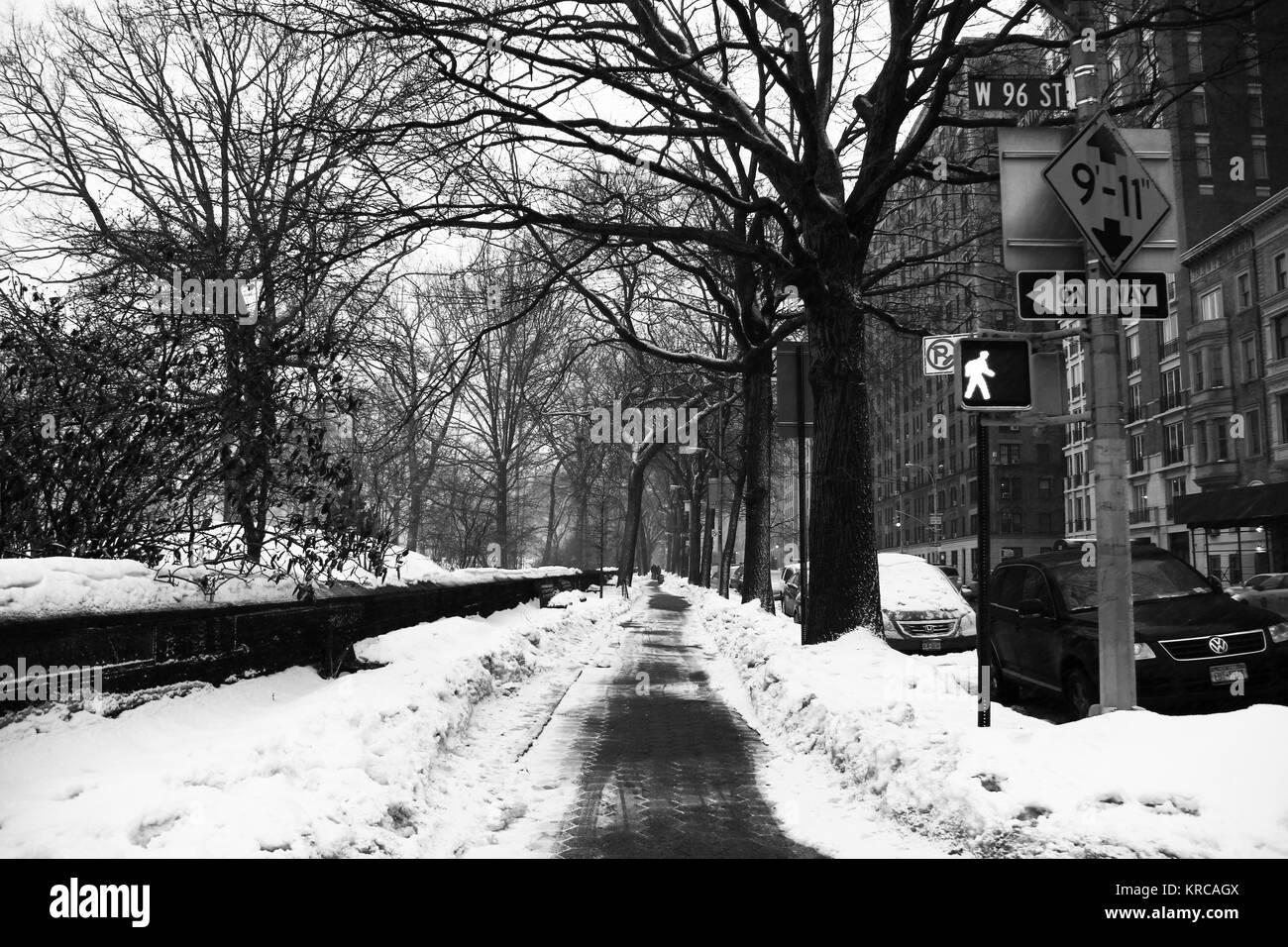Inverno a Central Park Avenue Foto Stock